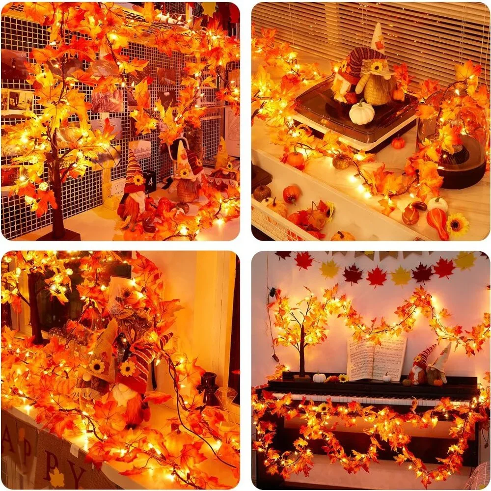 Fall Decorations for‎ Home 9FT Plug in Thanksgiving Lights Fall Garland 50 Bulbs